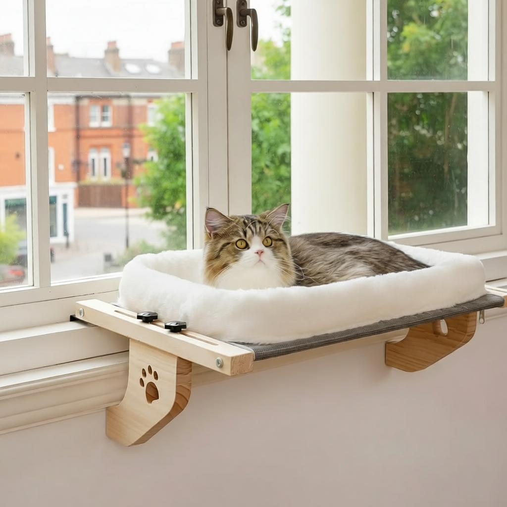 PurrView Wooden Cat Window Perch