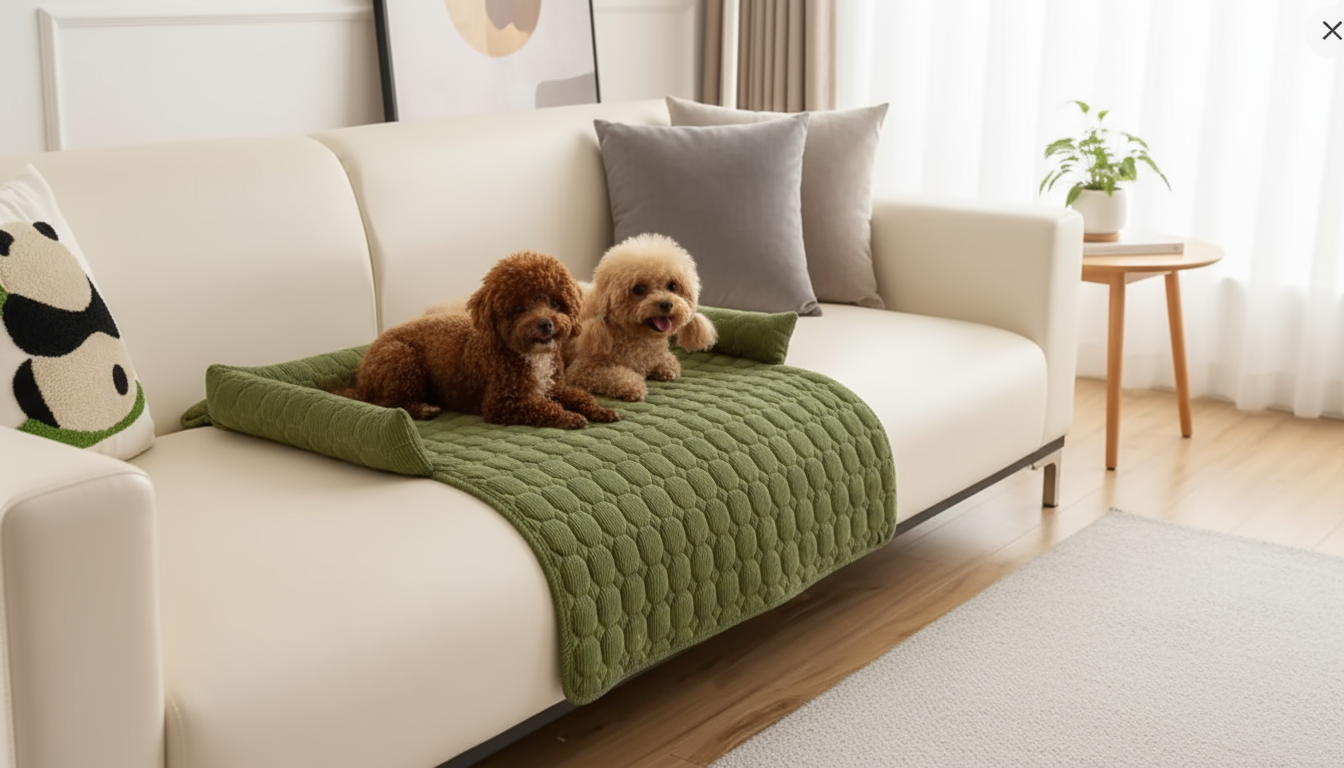 SnuggleNest Plush Pet Sofa Protector