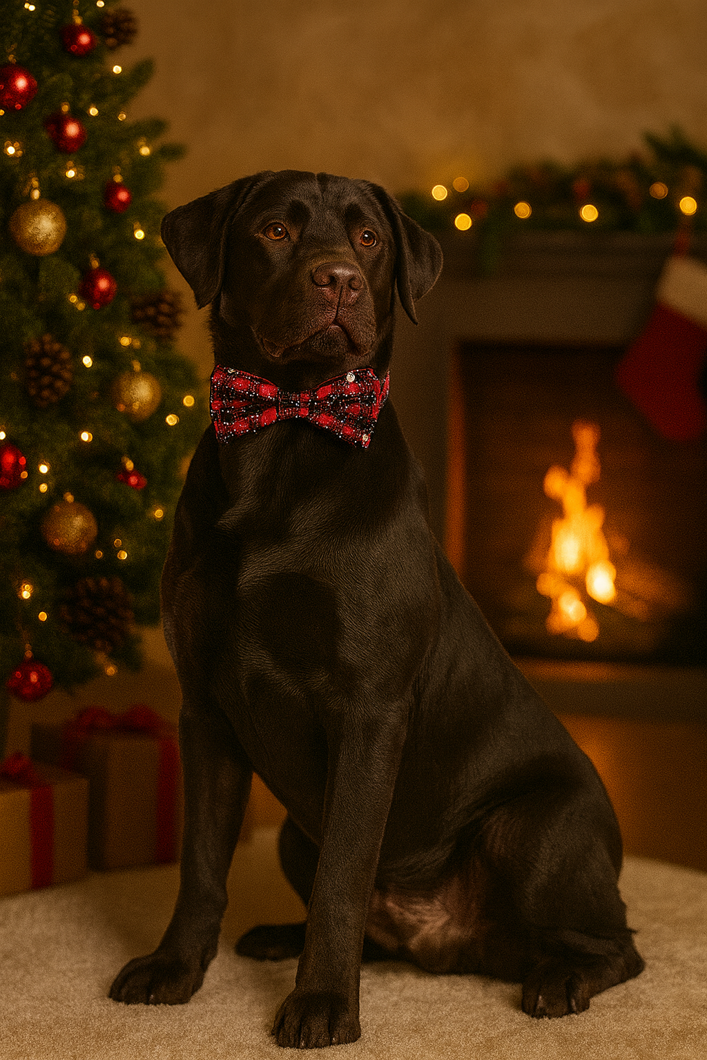 Festive Plaid Bow Tie Collar